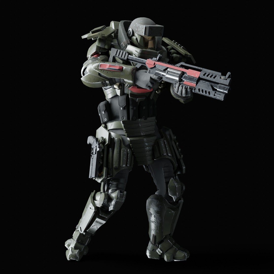 Heavy Juggernaut Soldier 3D Model – Game-Ready Rigged Character, FBX, OBJ - View 31