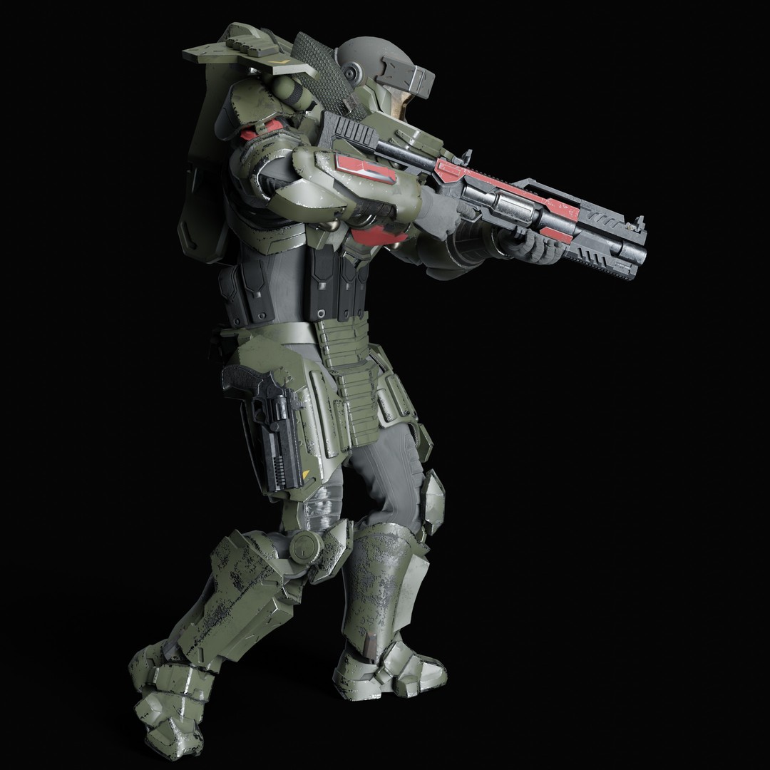 Heavy Juggernaut Soldier 3D Model – Game-Ready Rigged Character, FBX, OBJ - View 32