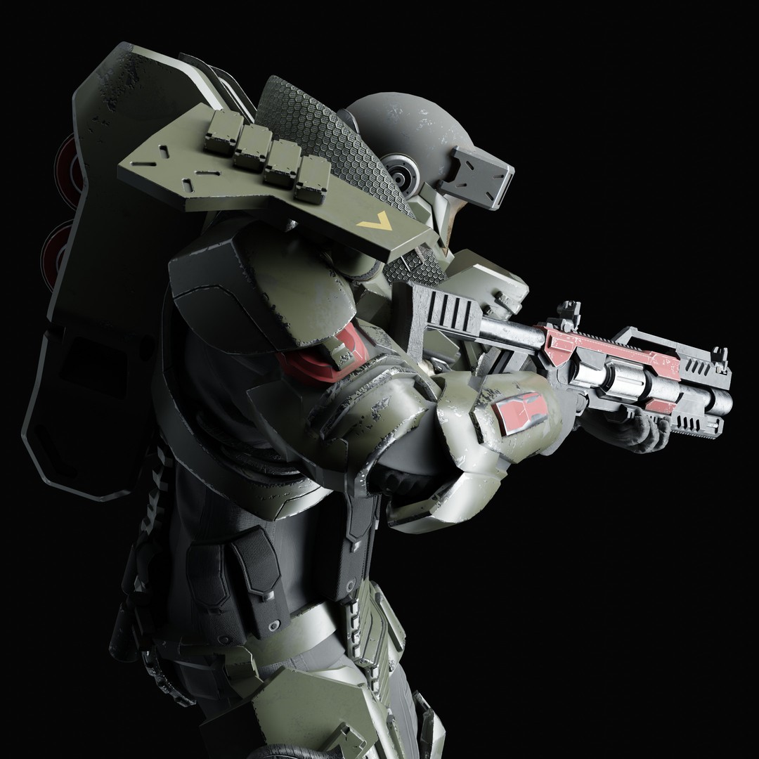 Heavy Juggernaut Soldier 3D Model – Game-Ready Rigged Character, FBX, OBJ - View 34
