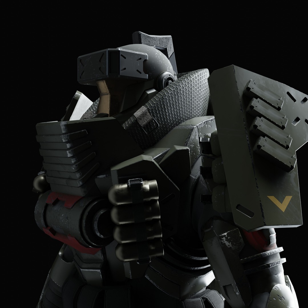 Heavy Juggernaut Soldier 3D Model – Game-Ready Rigged Character, FBX, OBJ - View 35