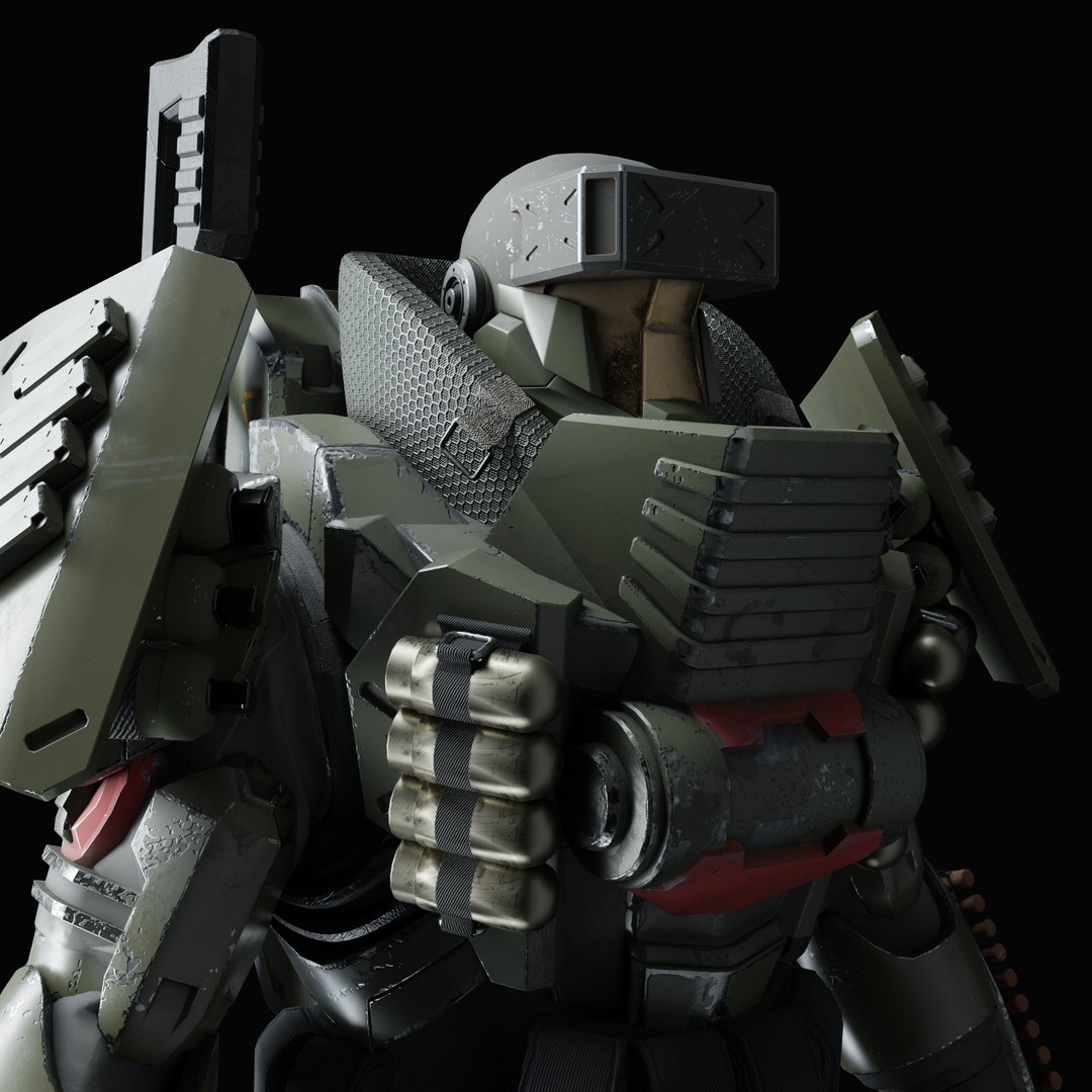 Heavy Juggernaut Soldier 3D Model – Game-Ready Rigged Character, FBX, OBJ - View 36