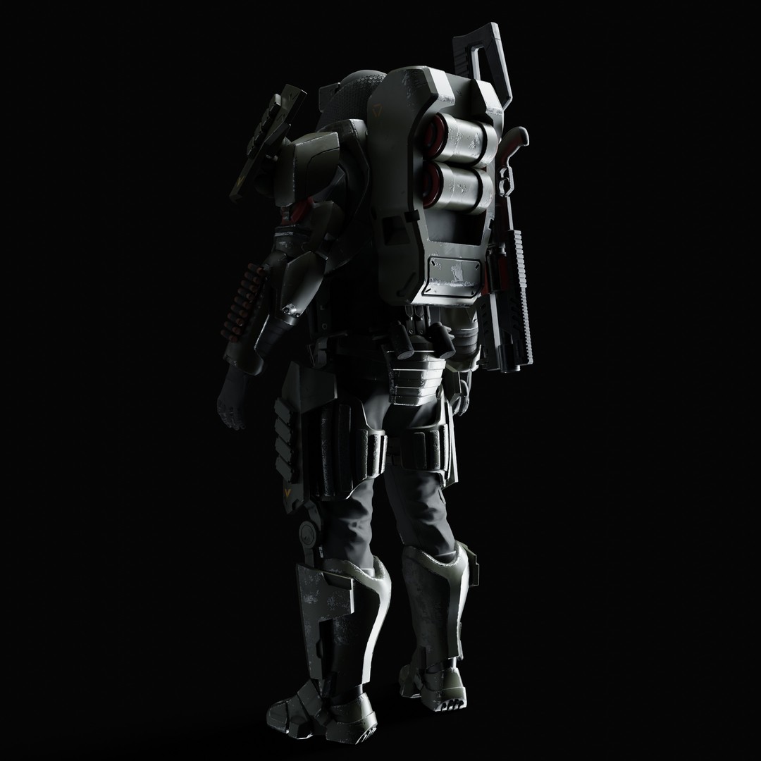 Heavy Juggernaut Soldier 3D Model – Game-Ready Rigged Character, FBX, OBJ - View 37