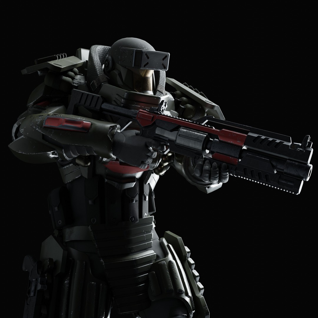 Heavy Juggernaut Soldier 3D Model – Game-Ready Rigged Character, FBX, OBJ - View 4