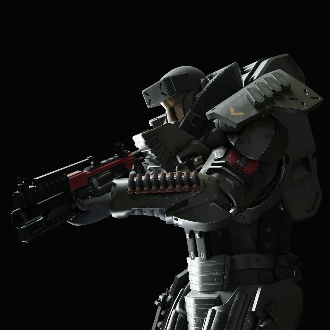 Heavy Juggernaut Soldier 3D Model – Game-Ready Rigged Character, FBX, OBJ - View 5
