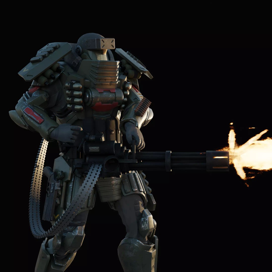 Heavy Juggernaut Soldier 3D Model – Game-Ready Rigged Character, FBX, OBJ - View 6