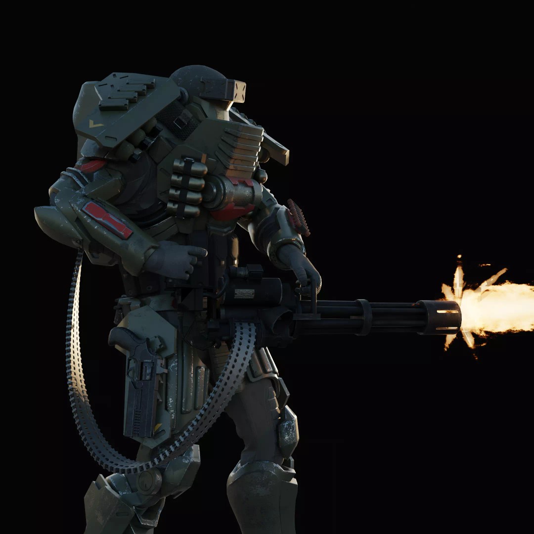 Heavy Juggernaut Soldier 3D Model – Game-Ready Rigged Character, FBX, OBJ - View 7