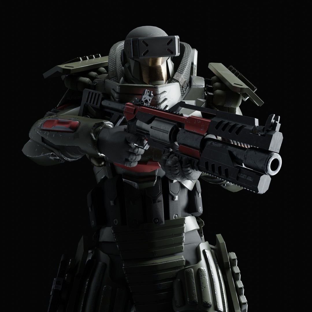 Heavy Juggernaut Soldier 3D Model – Game-Ready Rigged Character, FBX, OBJ - View 8