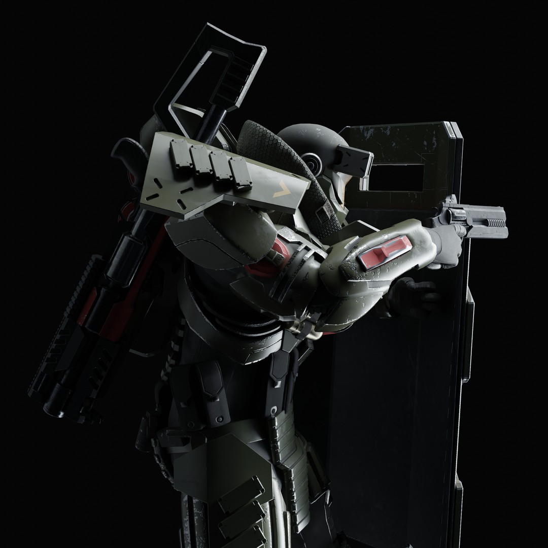 Heavy Juggernaut Soldier 3D Model – Game-Ready Rigged Character, FBX, OBJ - View 9