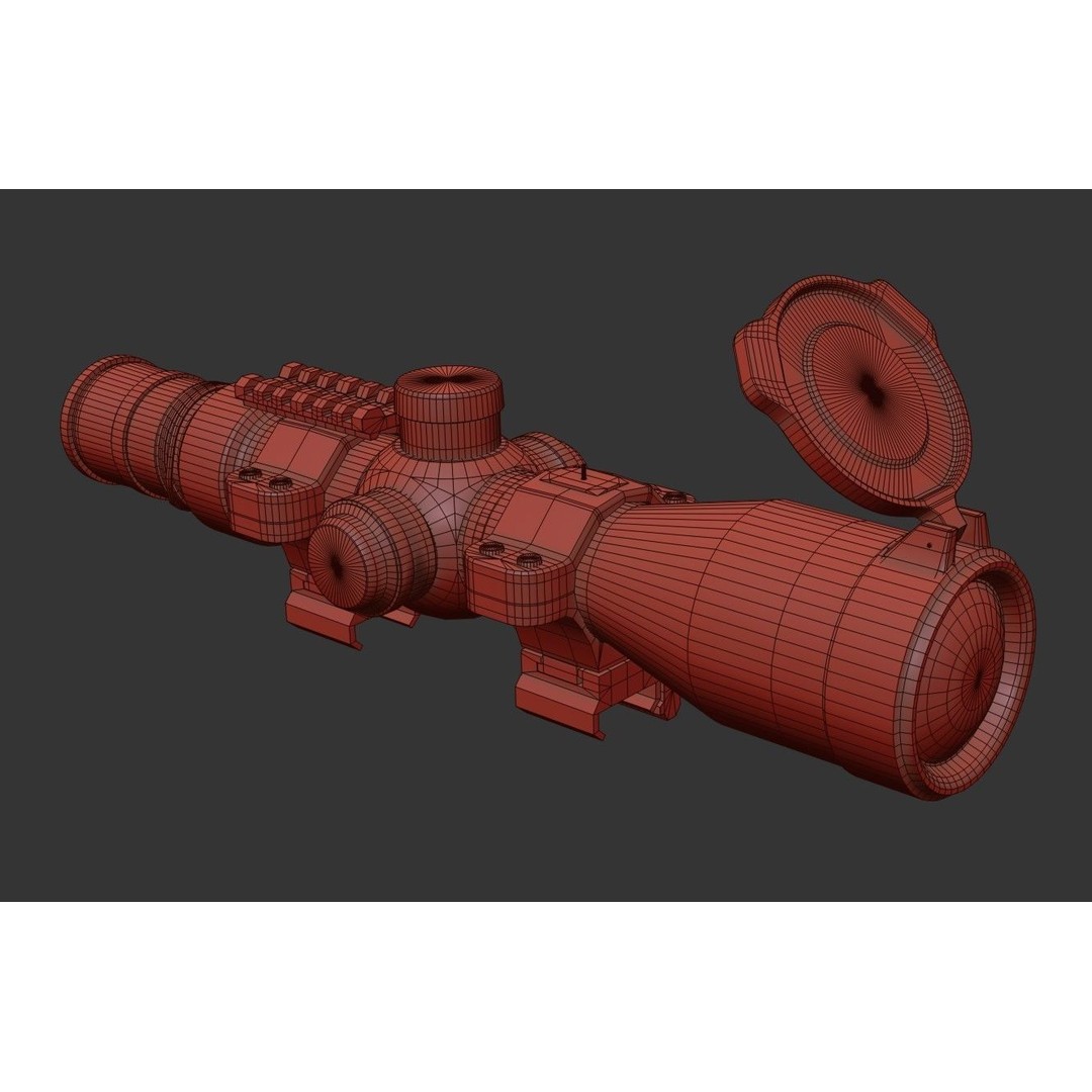 Rifle 16X Scope 3D Model – Low Poly PBR Game Asset, FBX & More