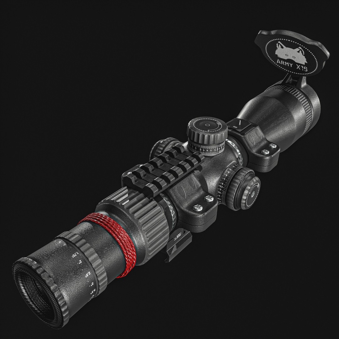 Rifle 16X Scope 3D Model – Low Poly PBR Game Asset, FBX & More - View 10