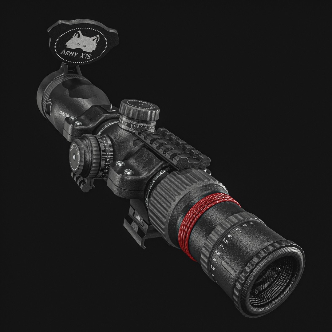 Rifle 16X Scope 3D Model – Low Poly PBR Game Asset, FBX & More - View 12