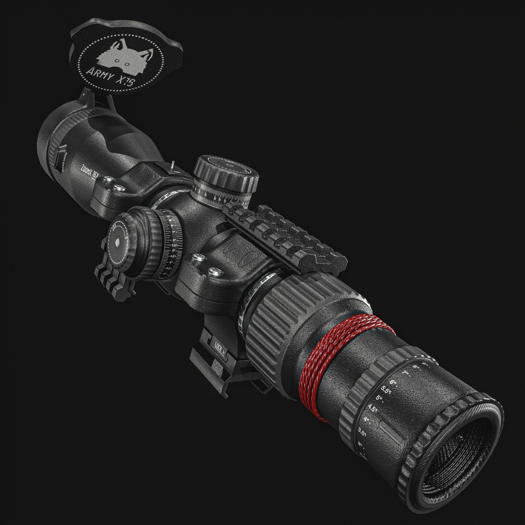 Rifle 16X Scope 3D Model – Low Poly PBR Game Asset, FBX & More - View 18