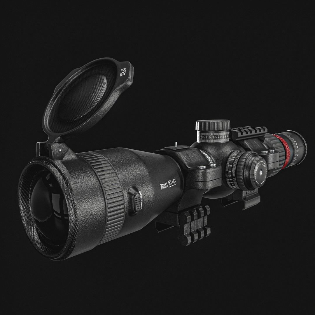 Rifle 16X Scope 3D Model – Low Poly PBR Game Asset, FBX & More - View 20
