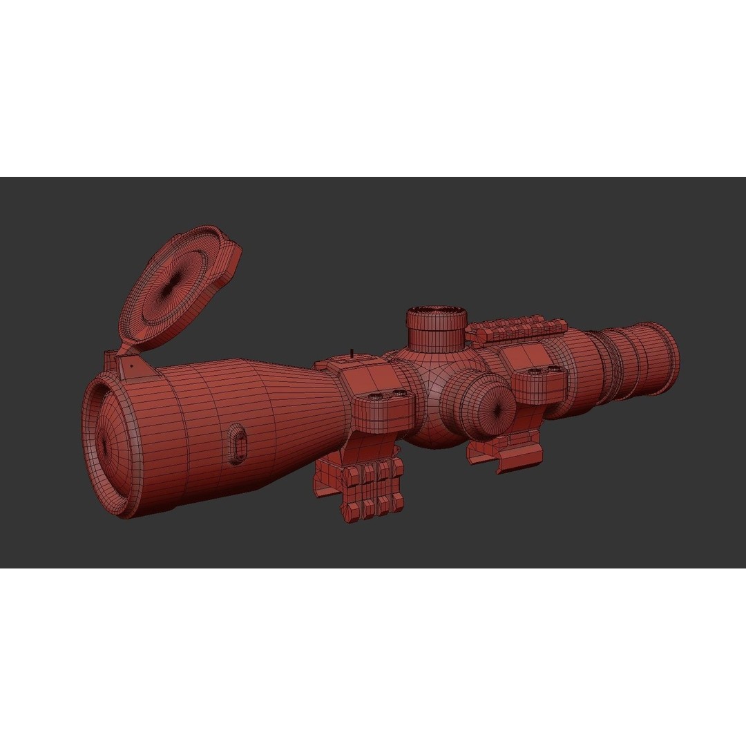 Rifle 16X Scope 3D Model – Low Poly PBR Game Asset, FBX & More - View 25