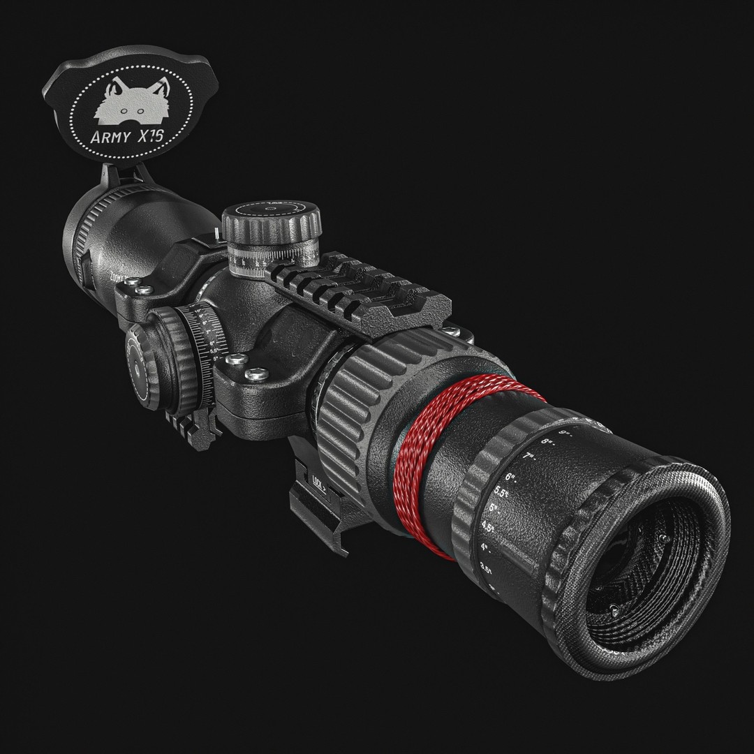 Rifle 16X Scope 3D Model – Low Poly PBR Game Asset, FBX & More - View 3