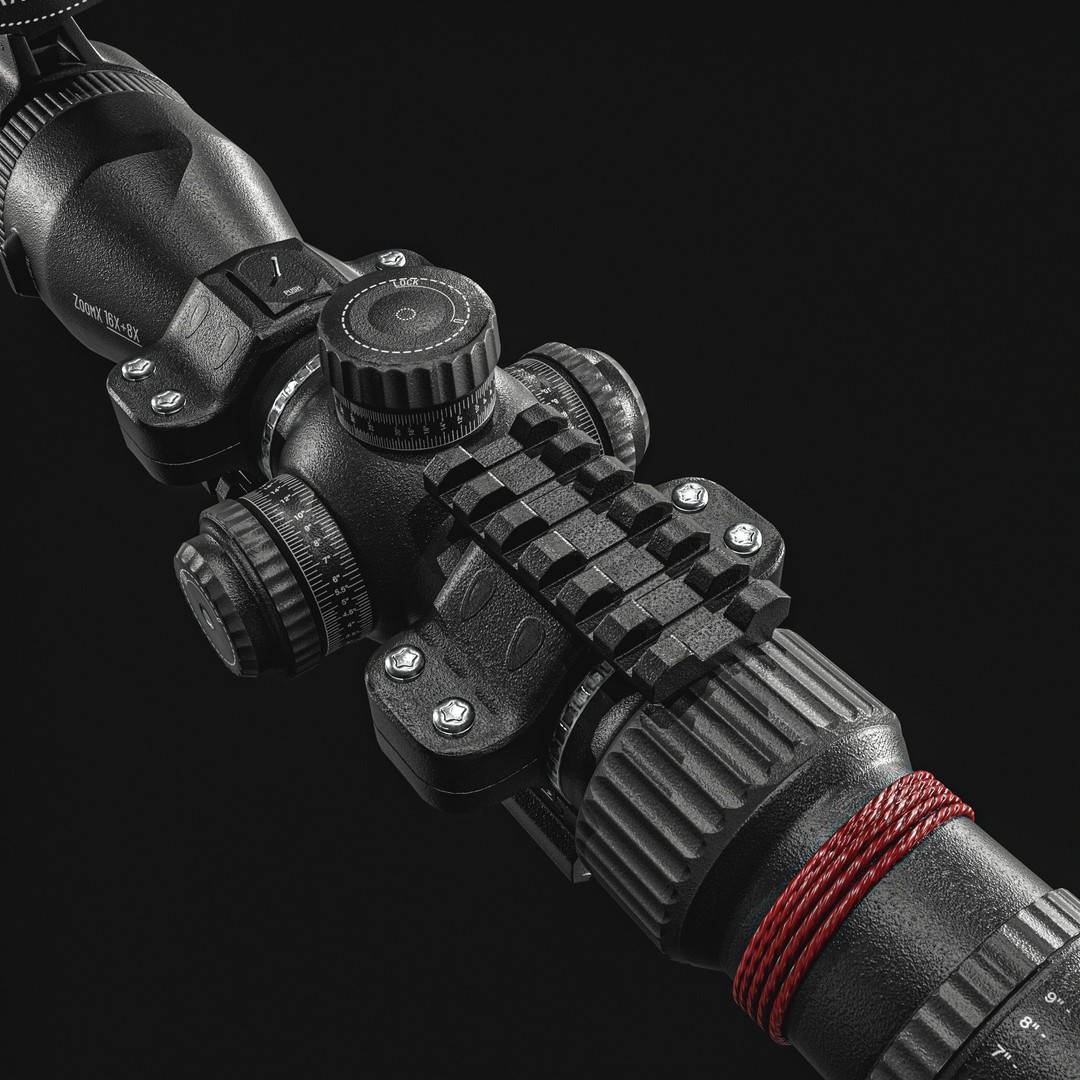 Rifle 16X Scope 3D Model – Low Poly PBR Game Asset, FBX & More - View 6