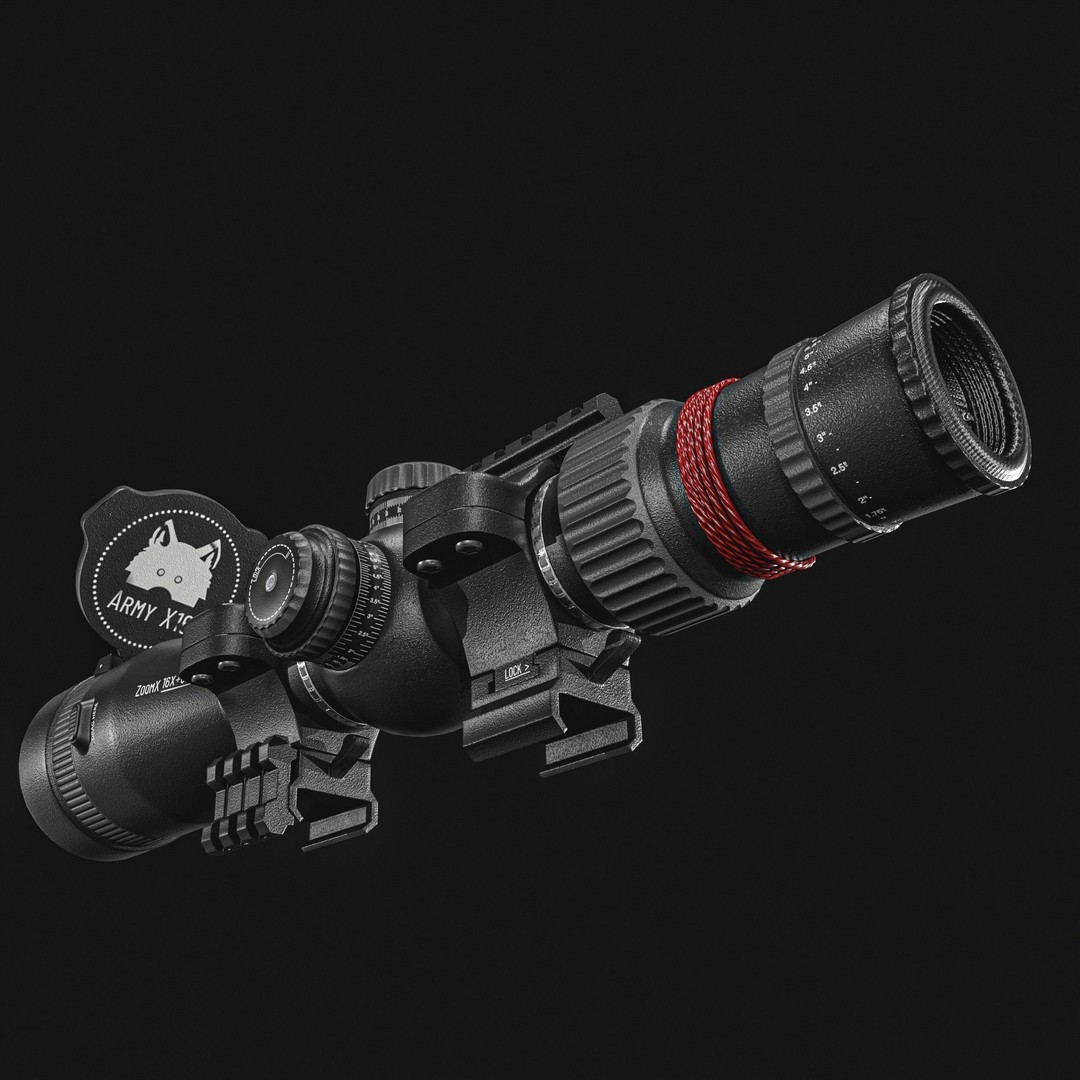 Rifle 16X Scope 3D Model – Low Poly PBR Game Asset, FBX & More - View 7