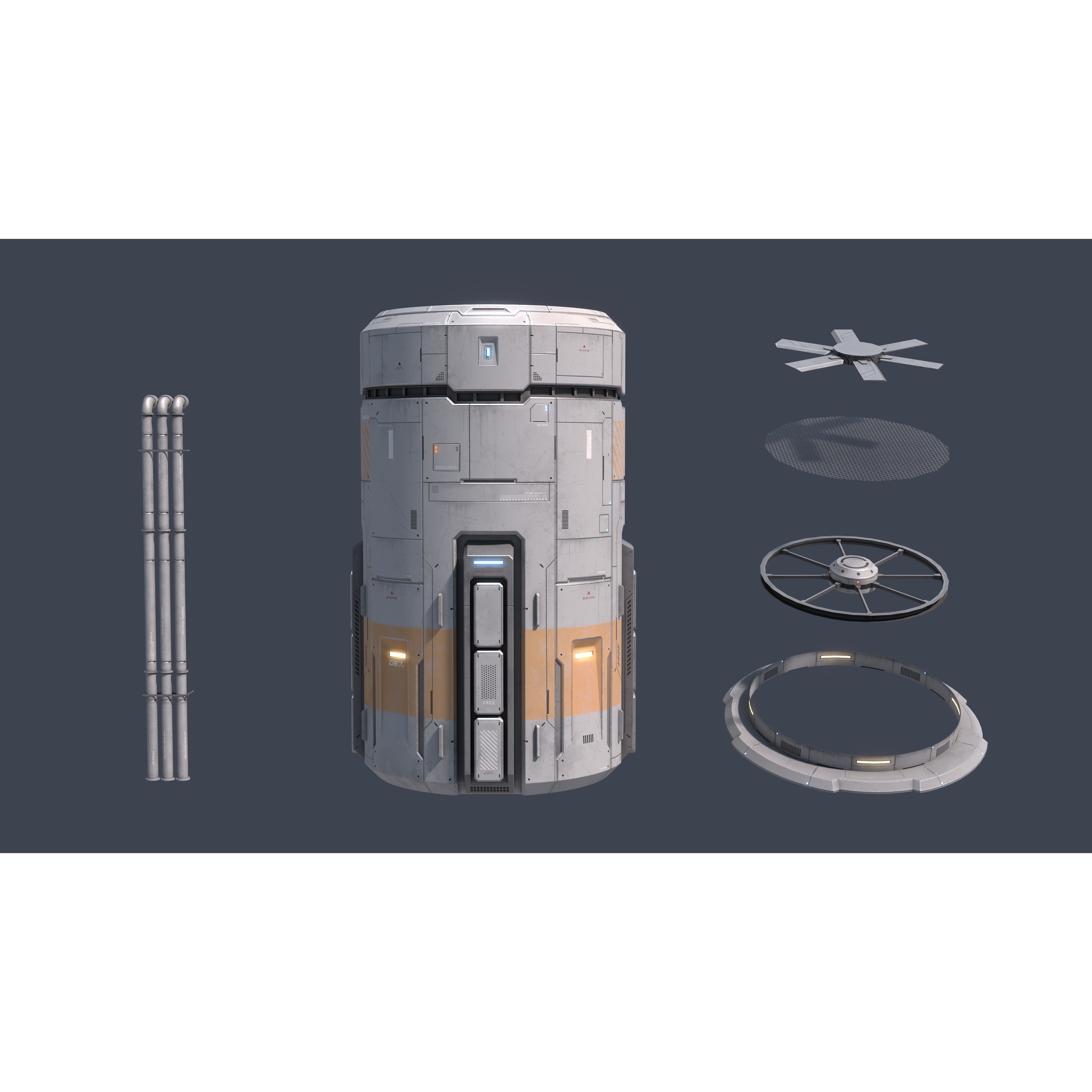 Sci-Fi Building 007 - Low-Poly Game-Ready 3D Model - View 10