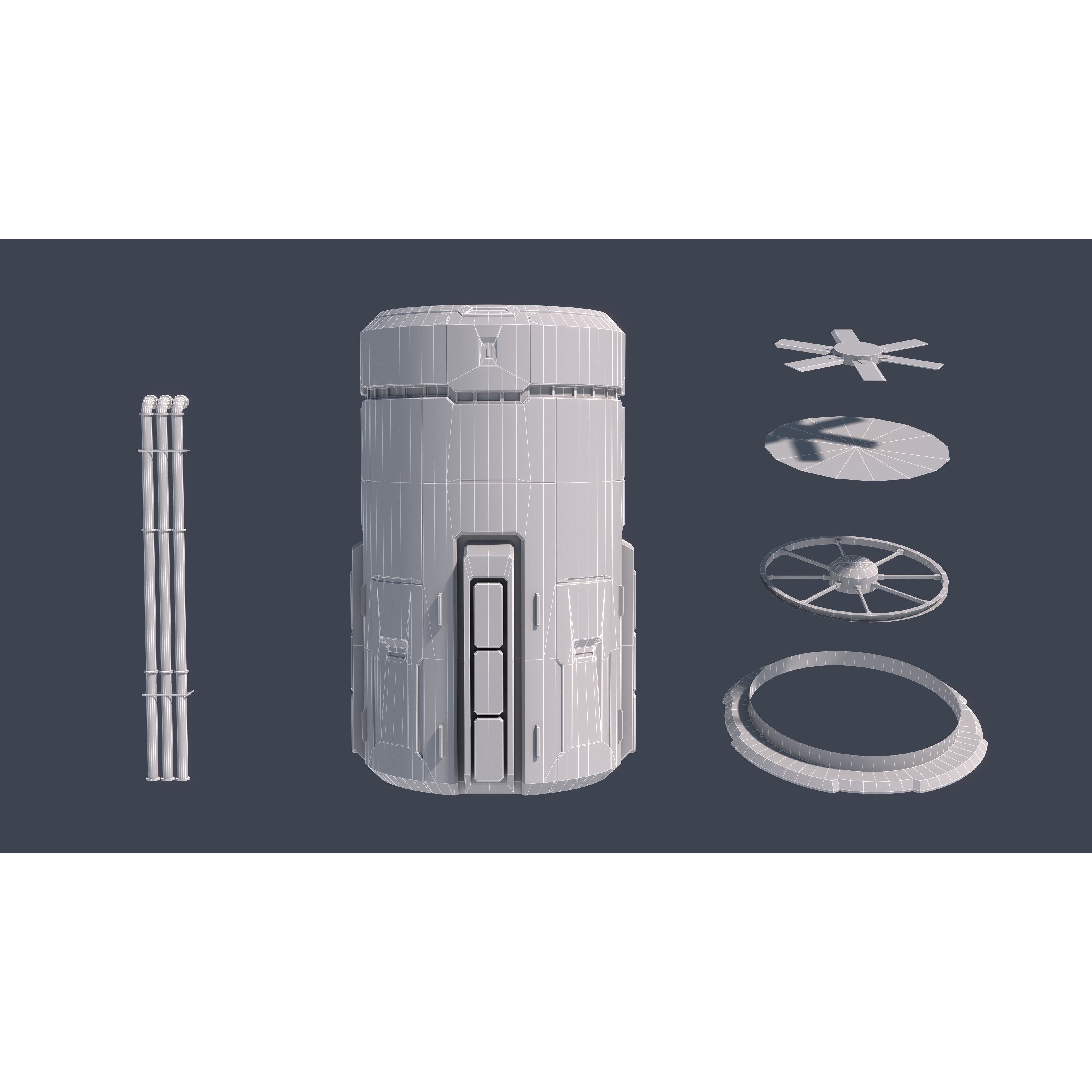 Sci-Fi Building 007 - Low-Poly Game-Ready 3D Model - View 11