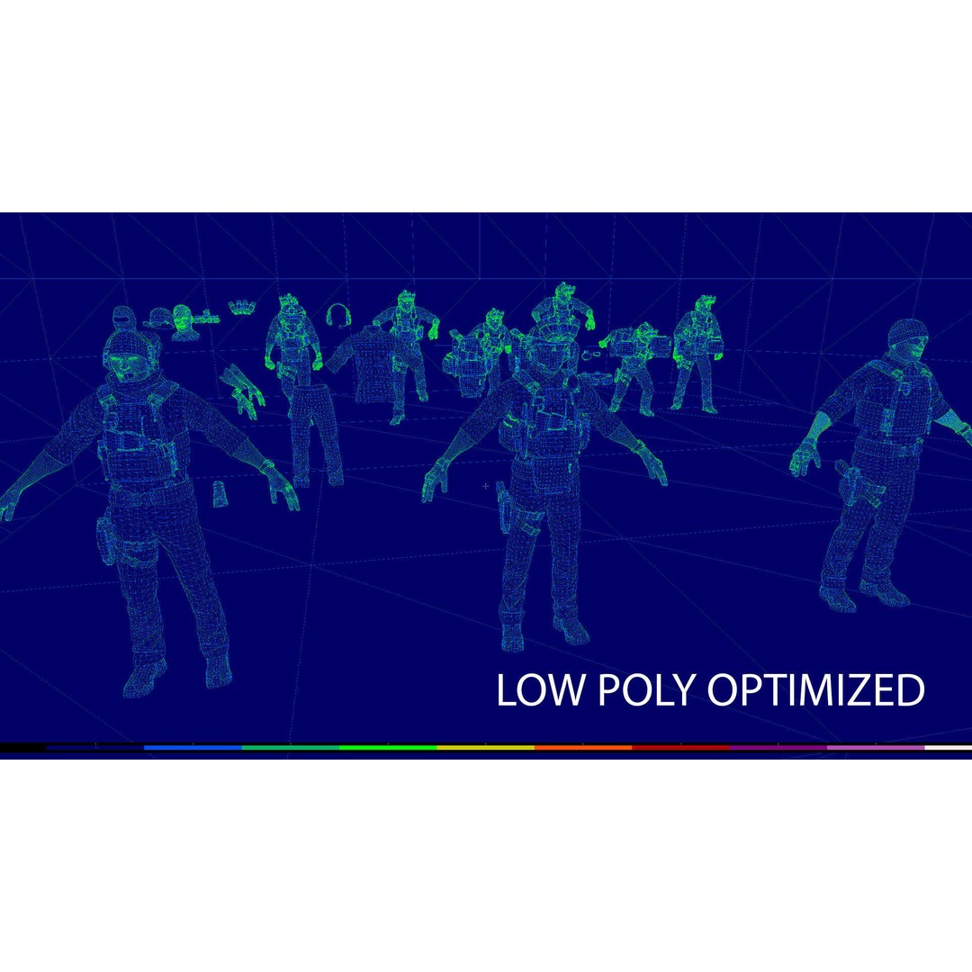 PMC Soldier V2 3D Model – Low Poly Rigged Character with PBR Textures - View 12