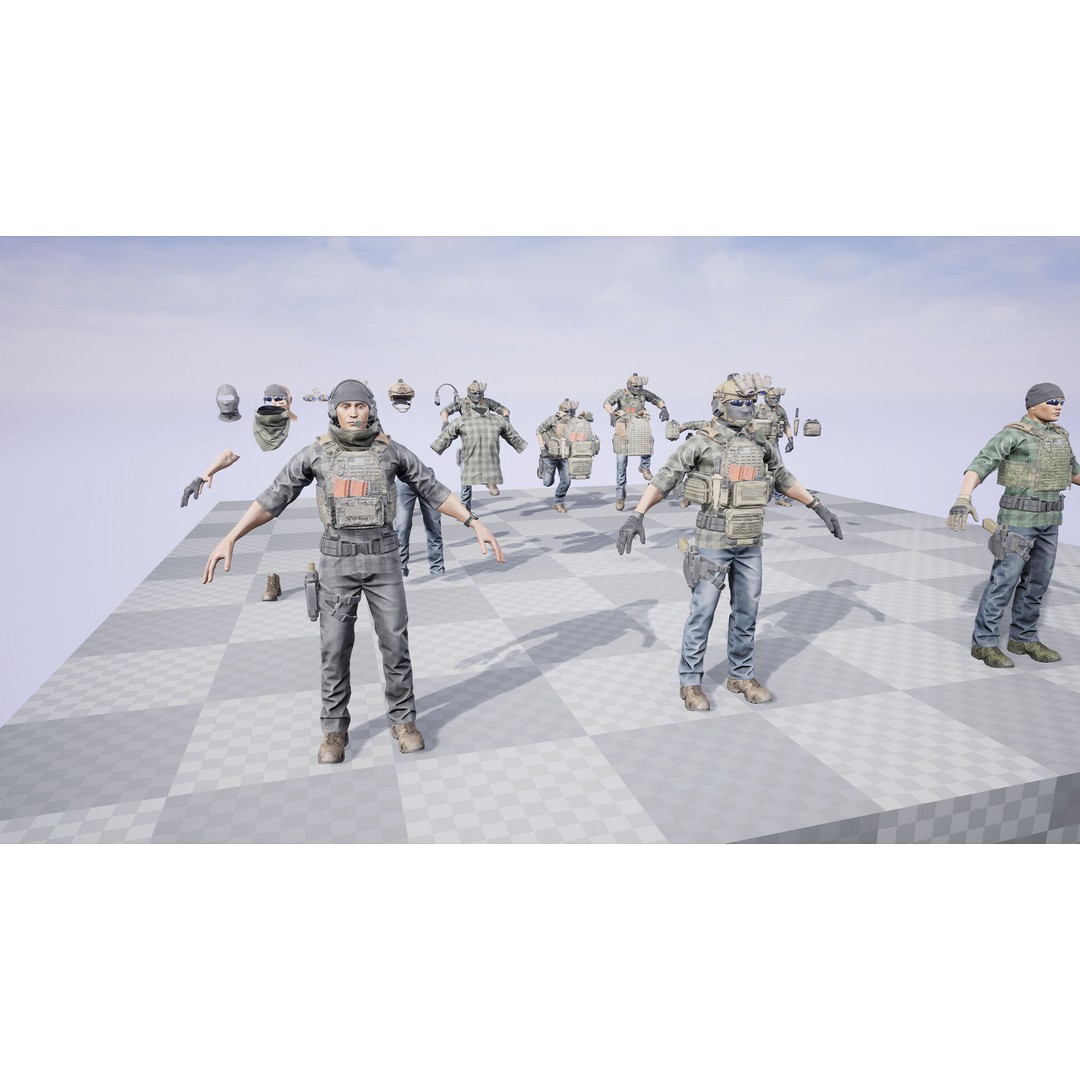 PMC Soldier V2 3D Model – Low Poly Rigged Character with PBR Textures - View 15