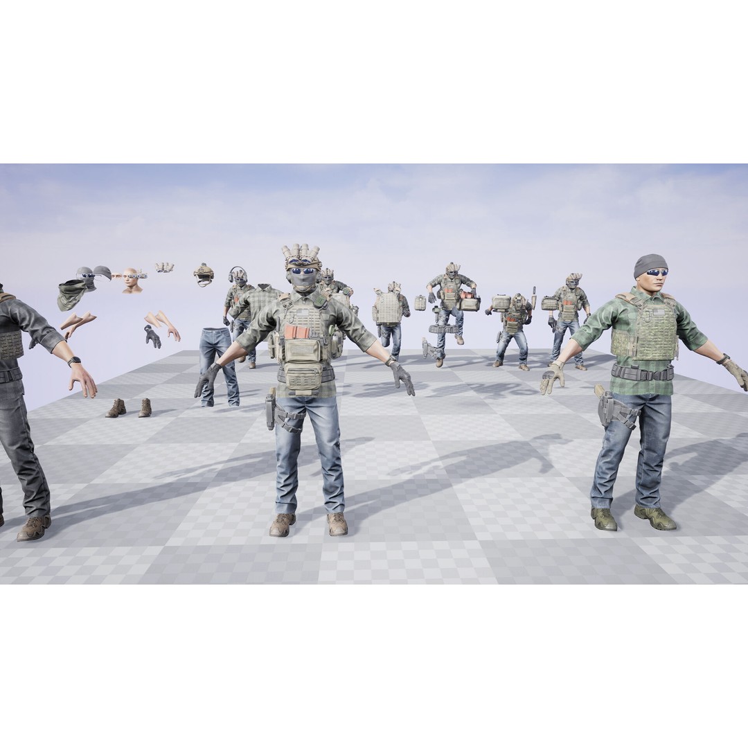 PMC Soldier V2 3D Model – Low Poly Rigged Character with PBR Textures - View 16