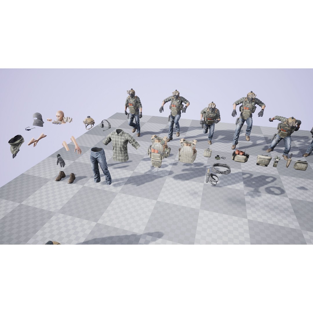 PMC Soldier V2 3D Model – Low Poly Rigged Character with PBR Textures - View 17