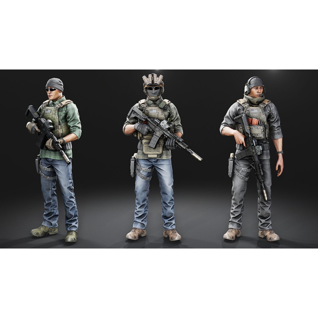 PMC Soldier V2 3D Model – Low Poly Rigged Character with PBR Textures - View 7