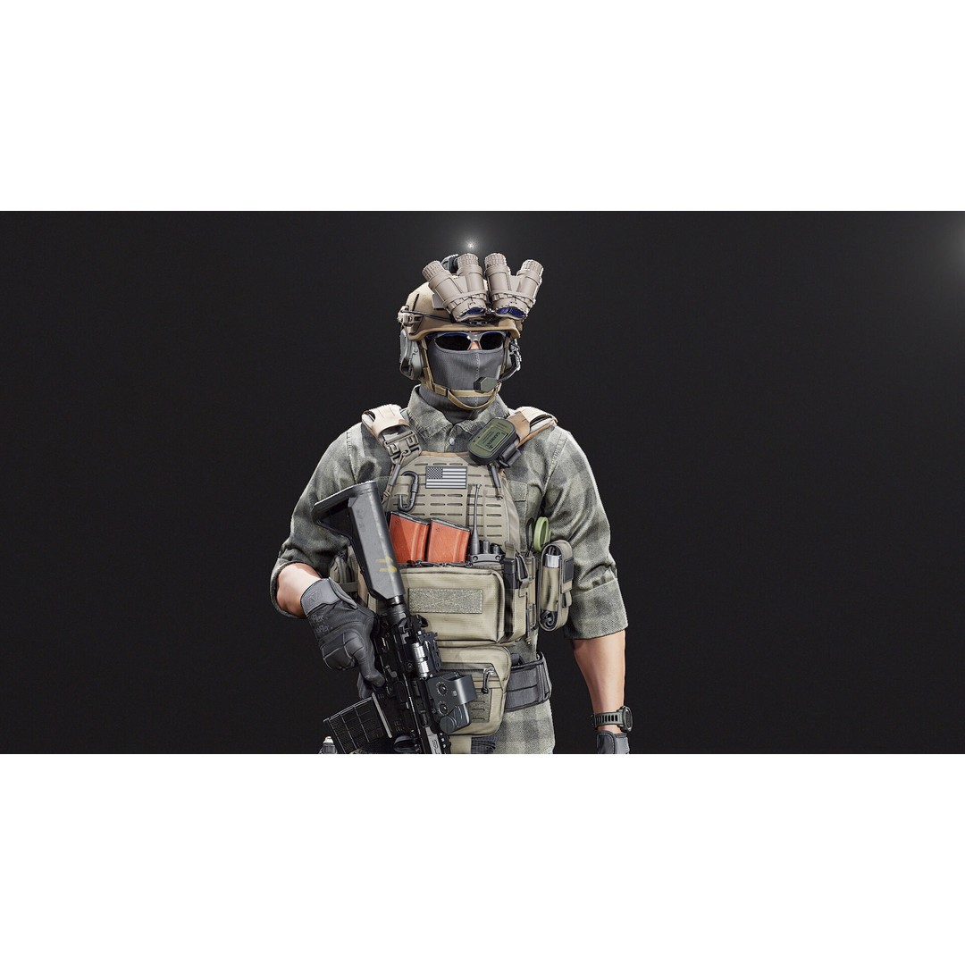 PMC Soldier V2 3D Model – Low Poly Rigged Character with PBR Textures - View 8