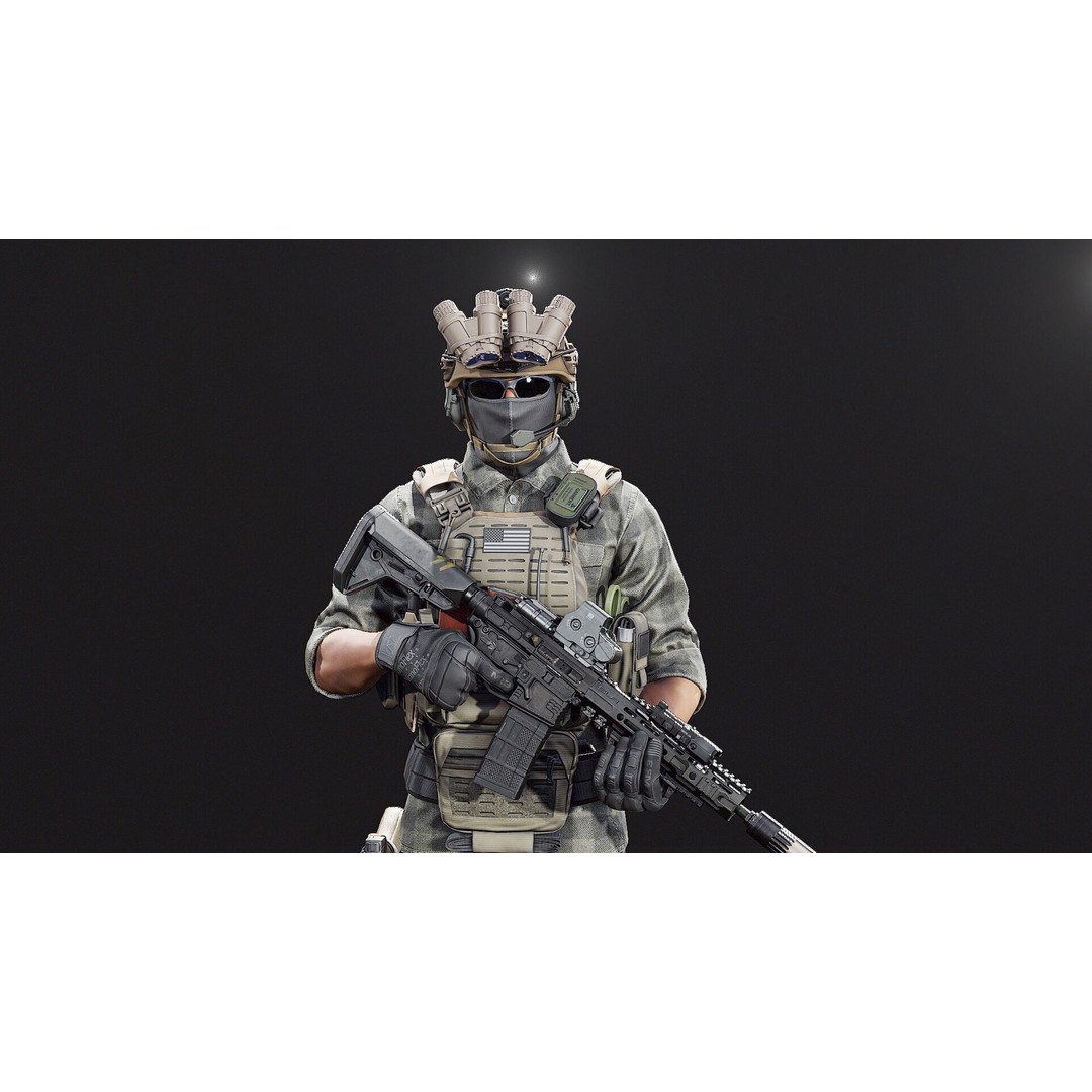 PMC Soldier V2 3D Model – Low Poly Rigged Character with PBR Textures - View 9