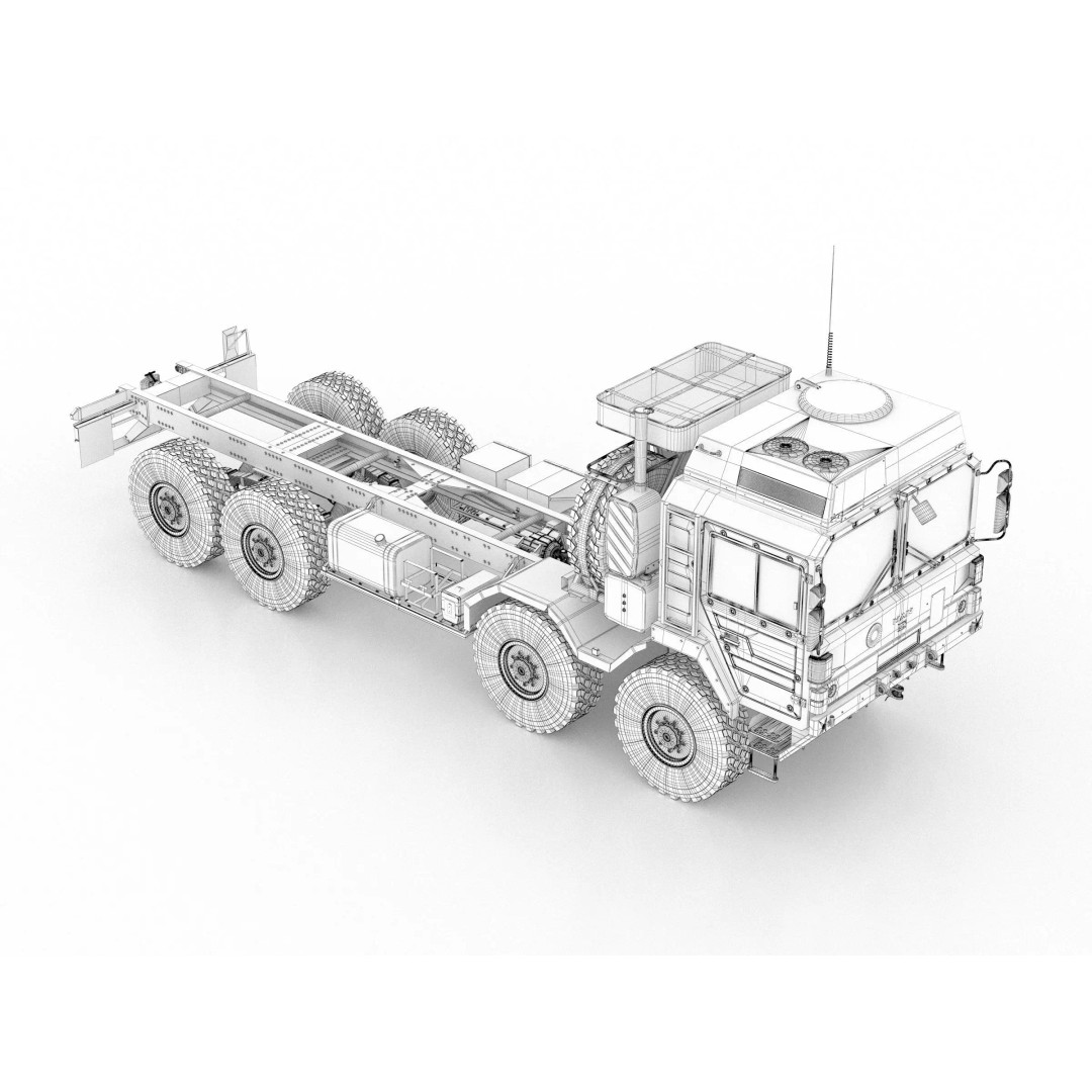 MAN HX77 8x8 Military Truck Chassis 3D Model – High Detail Modular Asset, FBX, OBJ - View 12