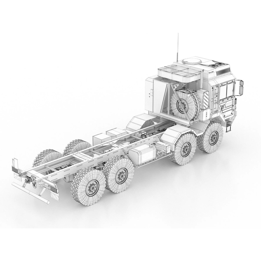 MAN HX77 8x8 Military Truck Chassis 3D Model – High Detail Modular Asset, FBX, OBJ - View 13