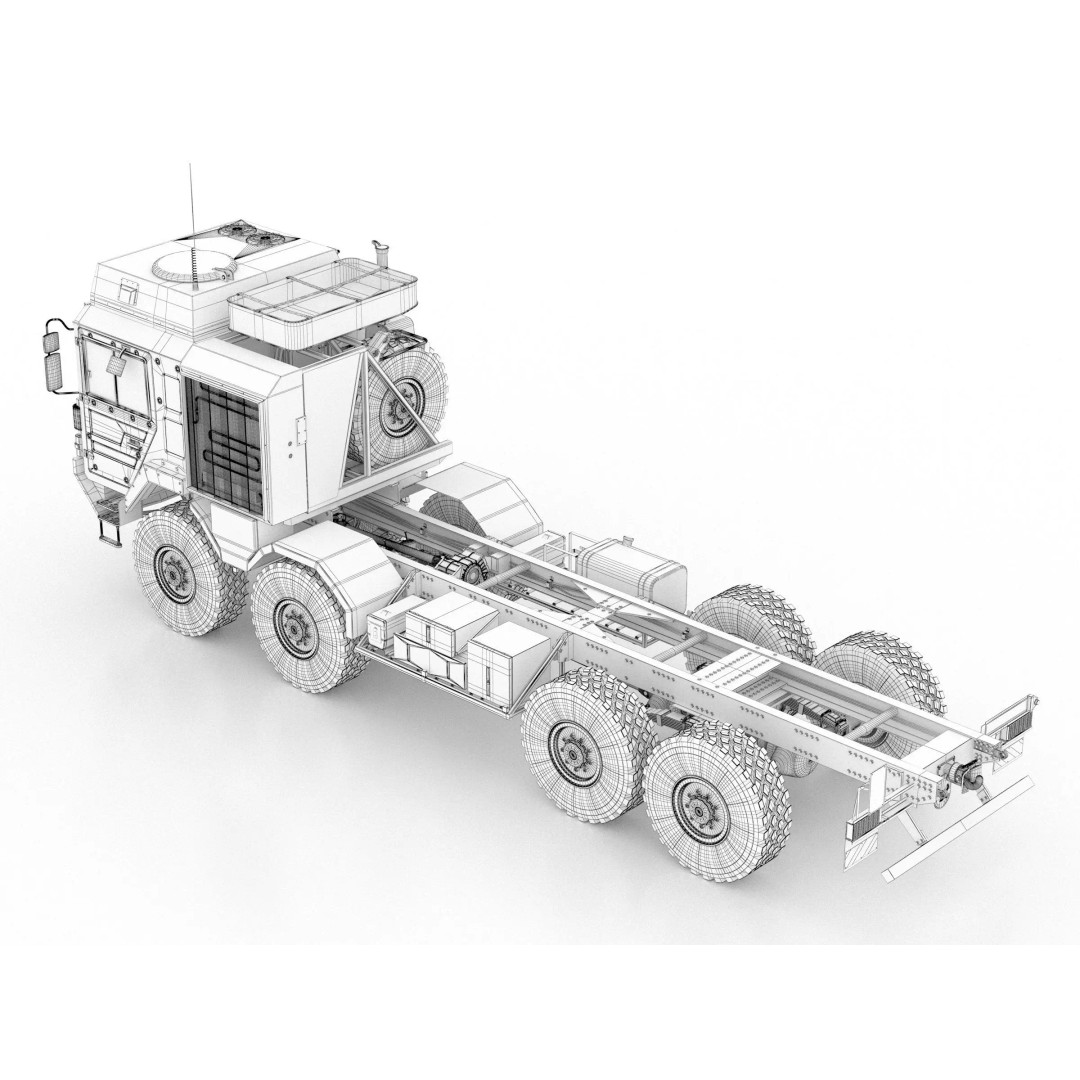 MAN HX77 8x8 Military Truck Chassis 3D Model – High Detail Modular Asset, FBX, OBJ - View 15