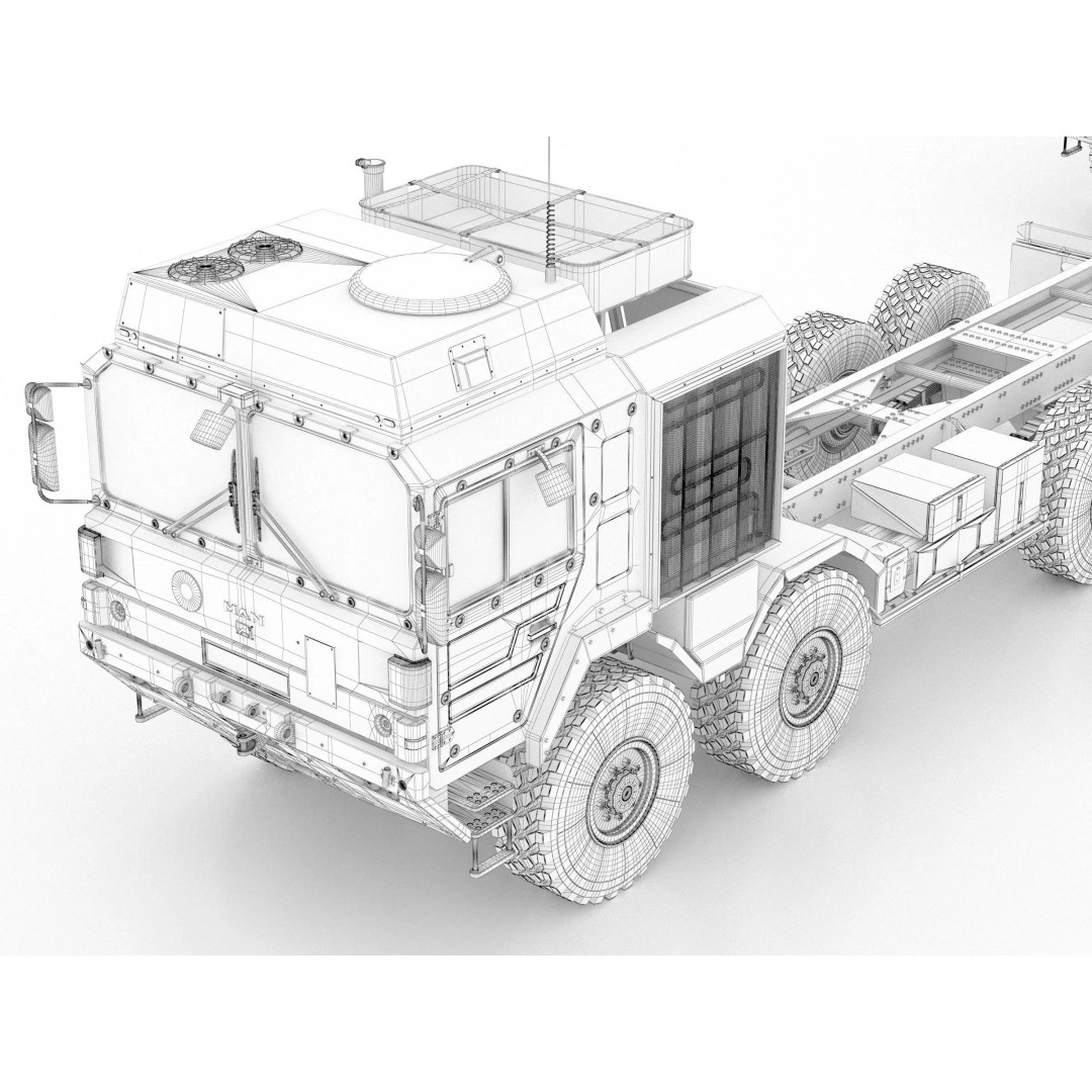 MAN HX77 8x8 Military Truck Chassis 3D Model – High Detail Modular Asset, FBX, OBJ - View 16