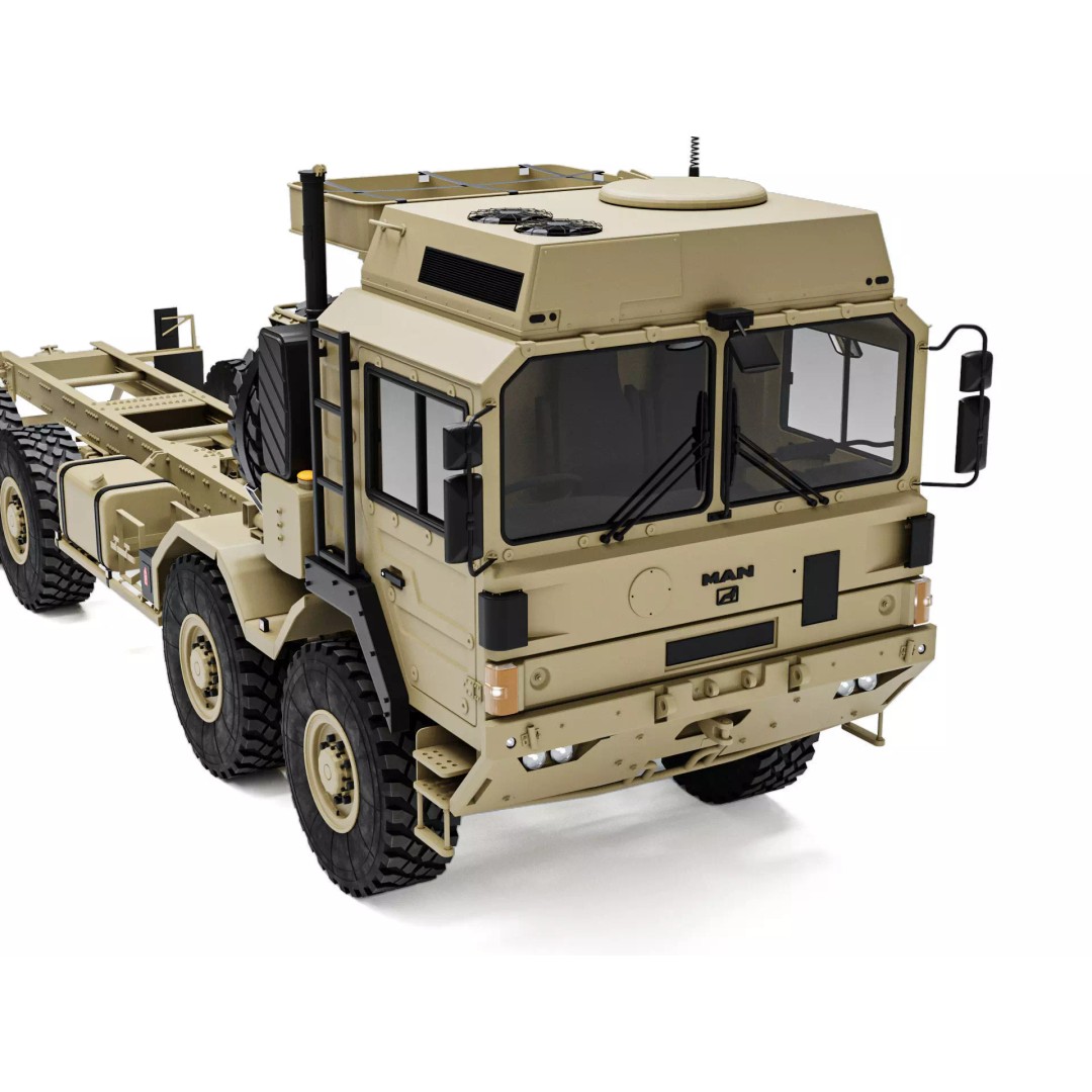 MAN HX77 8x8 Military Truck Chassis 3D Model – High Detail Modular Asset, FBX, OBJ - View 18