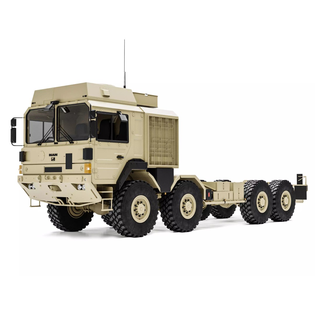 MAN HX77 8x8 Military Truck Chassis 3D Model – High Detail Modular Asset, FBX, OBJ - View 2