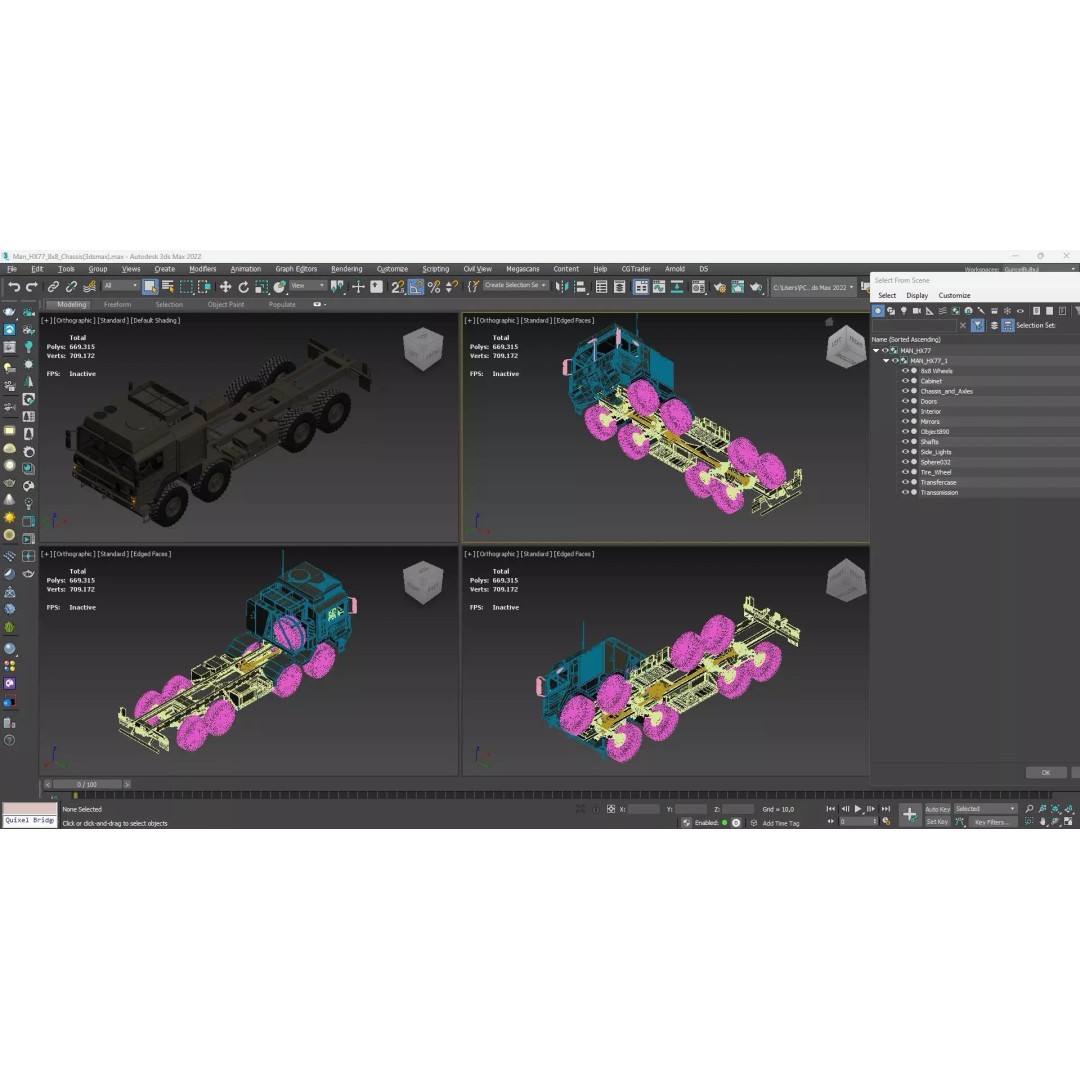 MAN HX77 8x8 Military Truck Chassis 3D Model – High Detail Modular Asset, FBX, OBJ - View 25