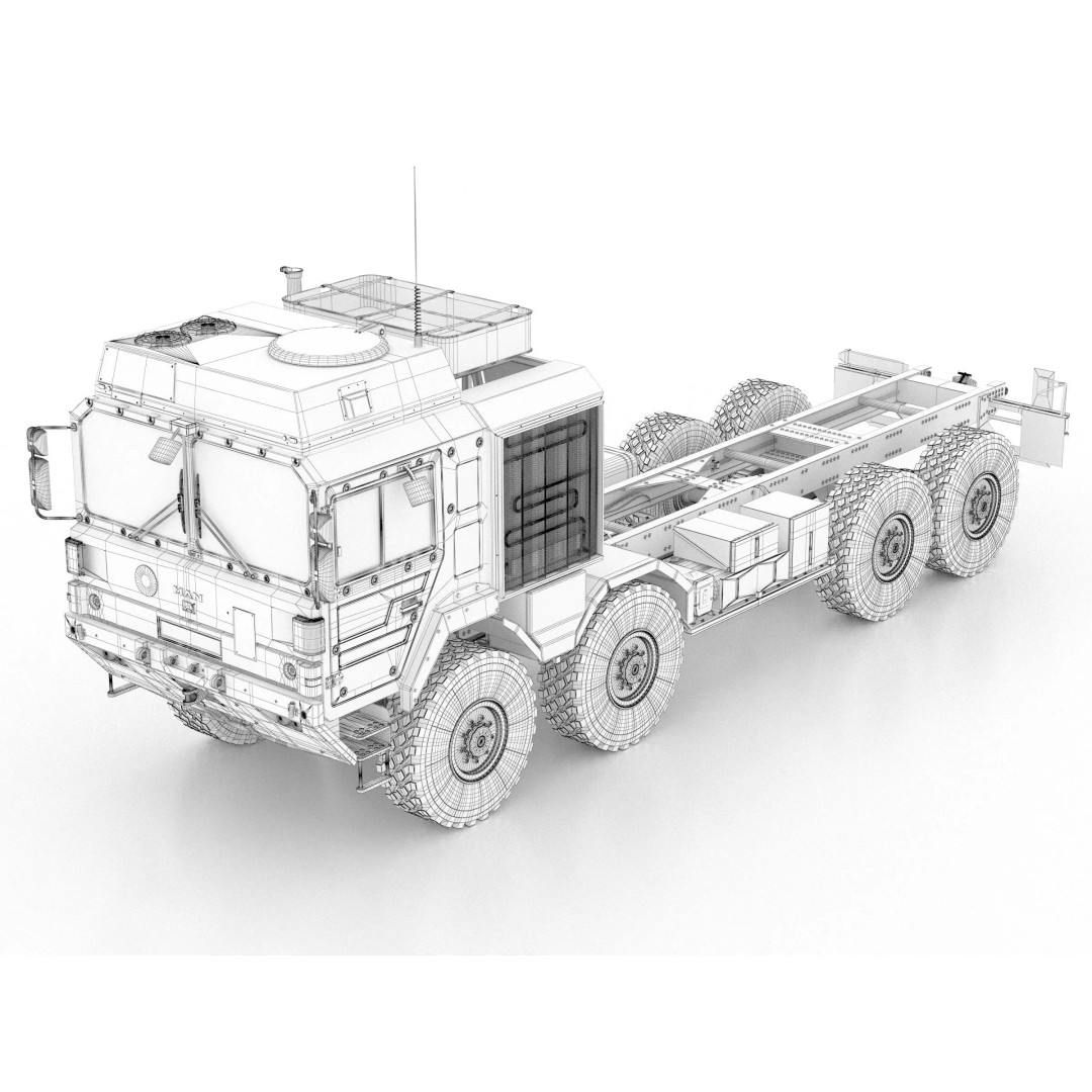 MAN HX77 8x8 Military Truck Chassis 3D Model – High Detail Modular Asset, FBX, OBJ - View 3