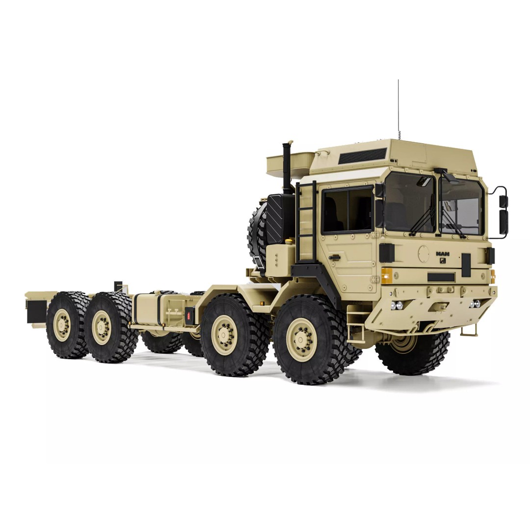 MAN HX77 8x8 Military Truck Chassis 3D Model – High Detail Modular Asset, FBX, OBJ - View 4
