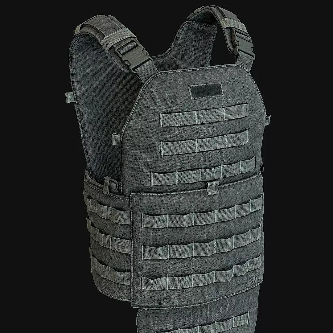 Military Vest 3D Model – Low Poly Game Ready Asset, FBX - View 2