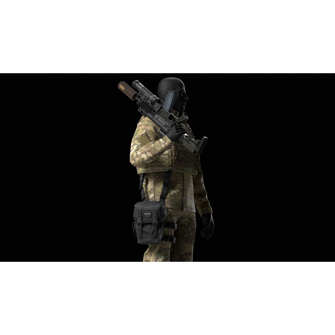 BLACKHAWK Omega Elite Gas Mask Pouch 3D Model – Low Poly Game-Ready Asset, FBX - View 15