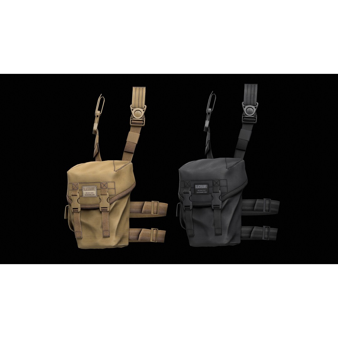 BLACKHAWK Omega Elite Gas Mask Pouch 3D Model – Low Poly Game-Ready Asset, FBX - View 4