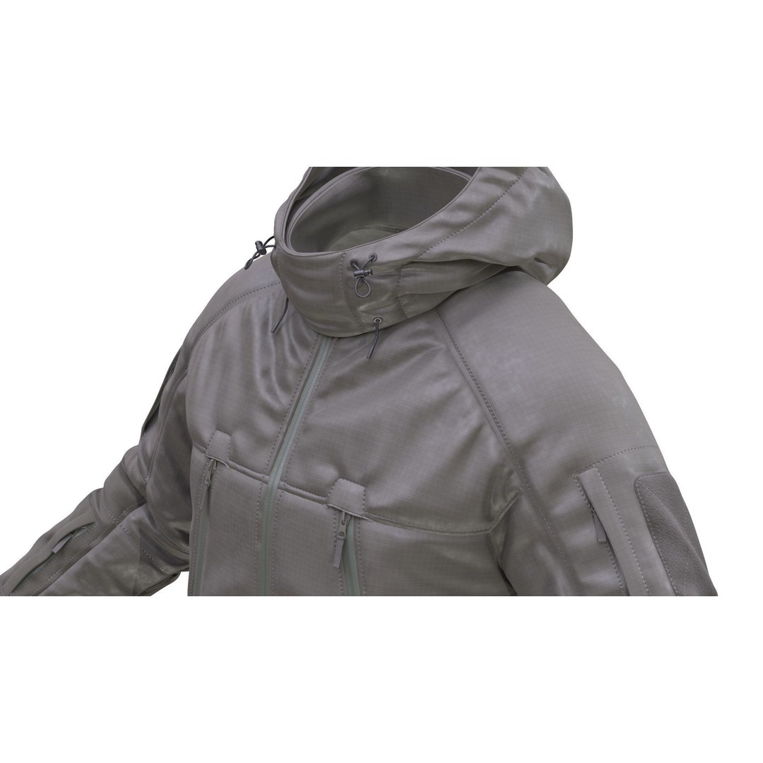 Military Winter Jacket 3D Model – Rigged Low-Poly Asset for UE5 - View 10