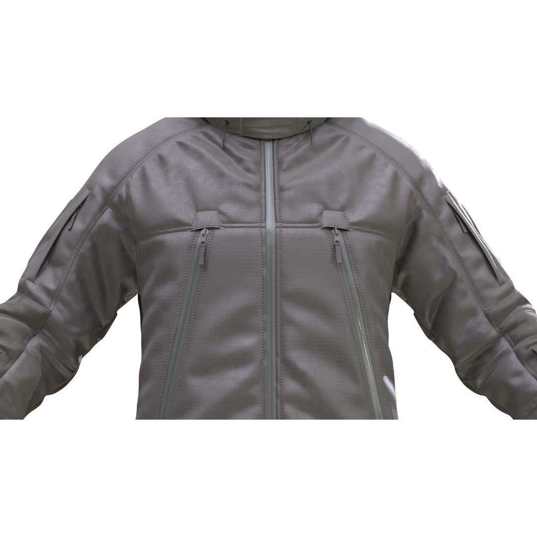 Military Winter Jacket 3D Model – Rigged Low-Poly Asset for UE5 - View 11