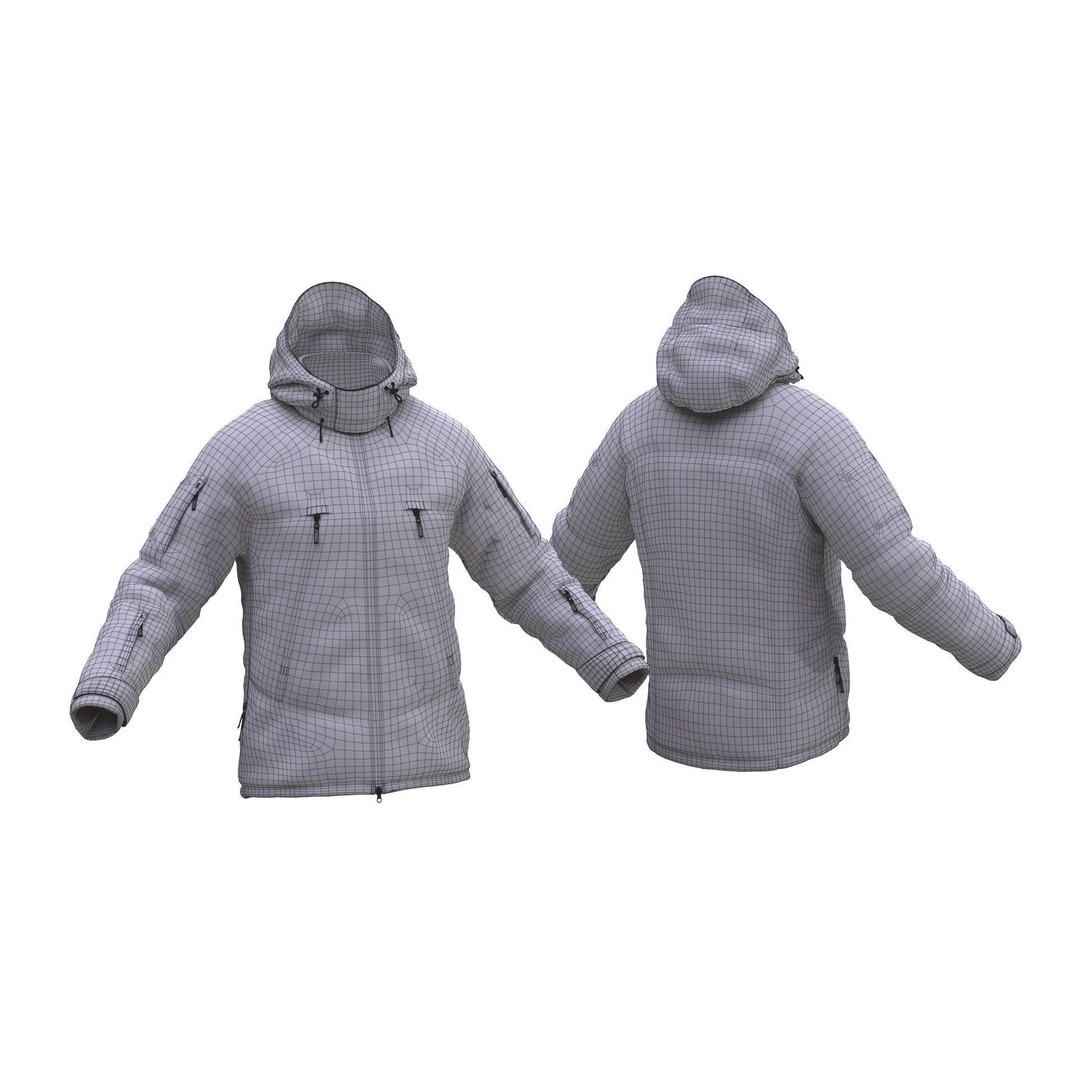 Military Winter Jacket 3D Model – Rigged Low-Poly Asset for UE5 - View 12