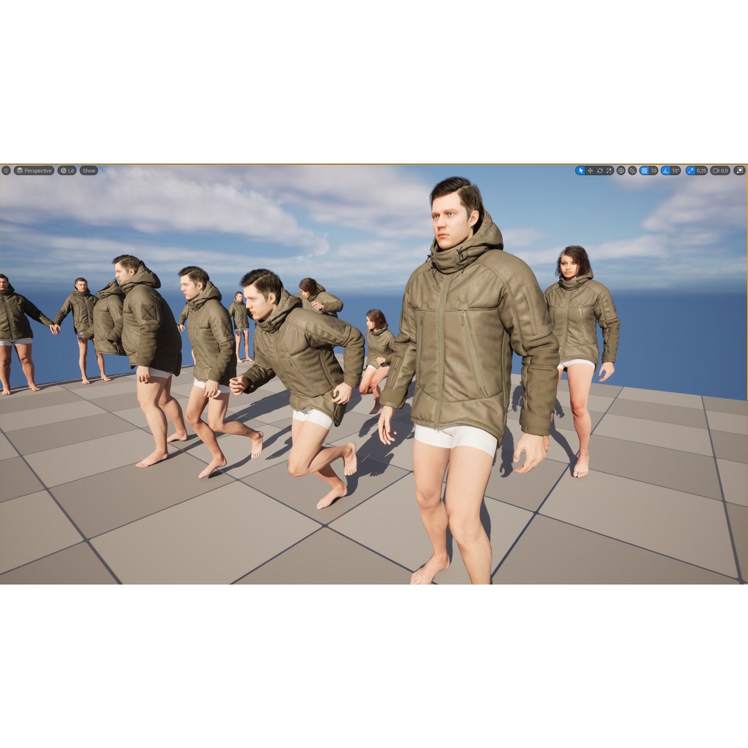 Military Winter Jacket 3D Model – Rigged Low-Poly Asset for UE5 - View 15