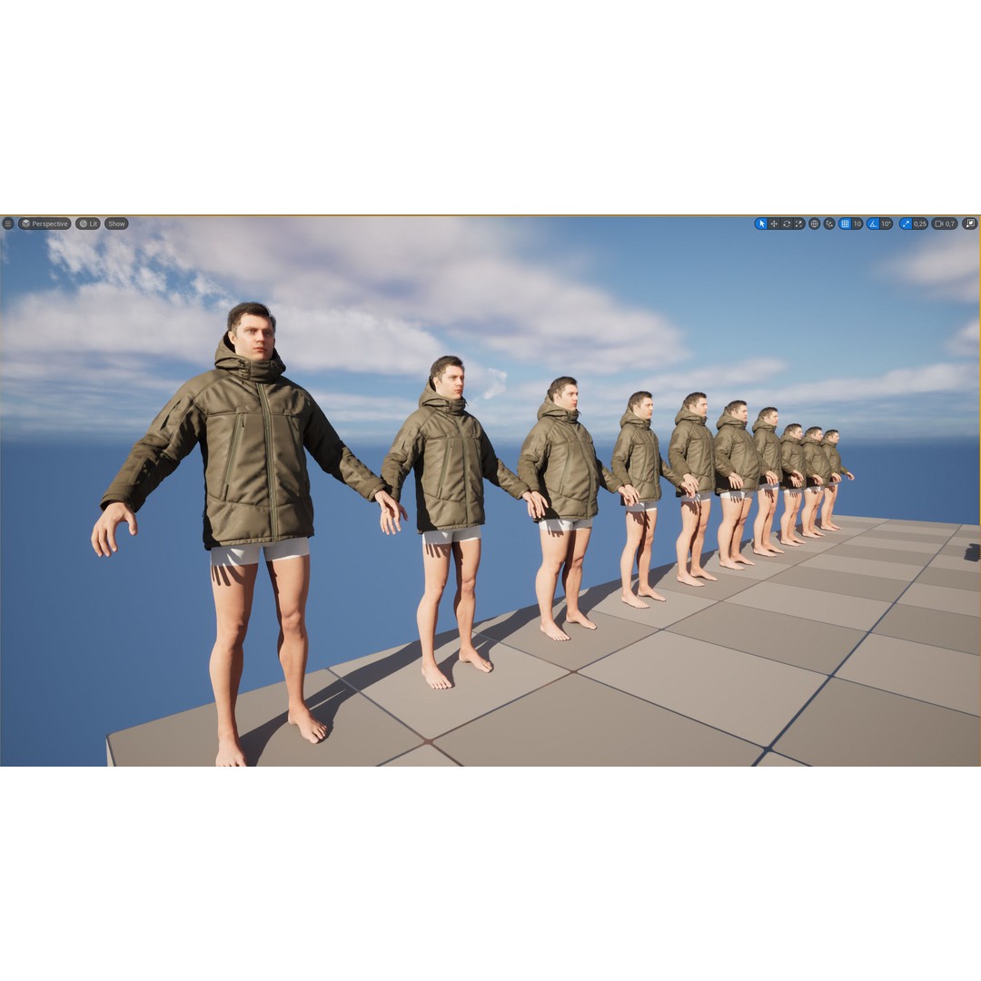 Military Winter Jacket 3D Model – Rigged Low-Poly Asset for UE5 - View 16