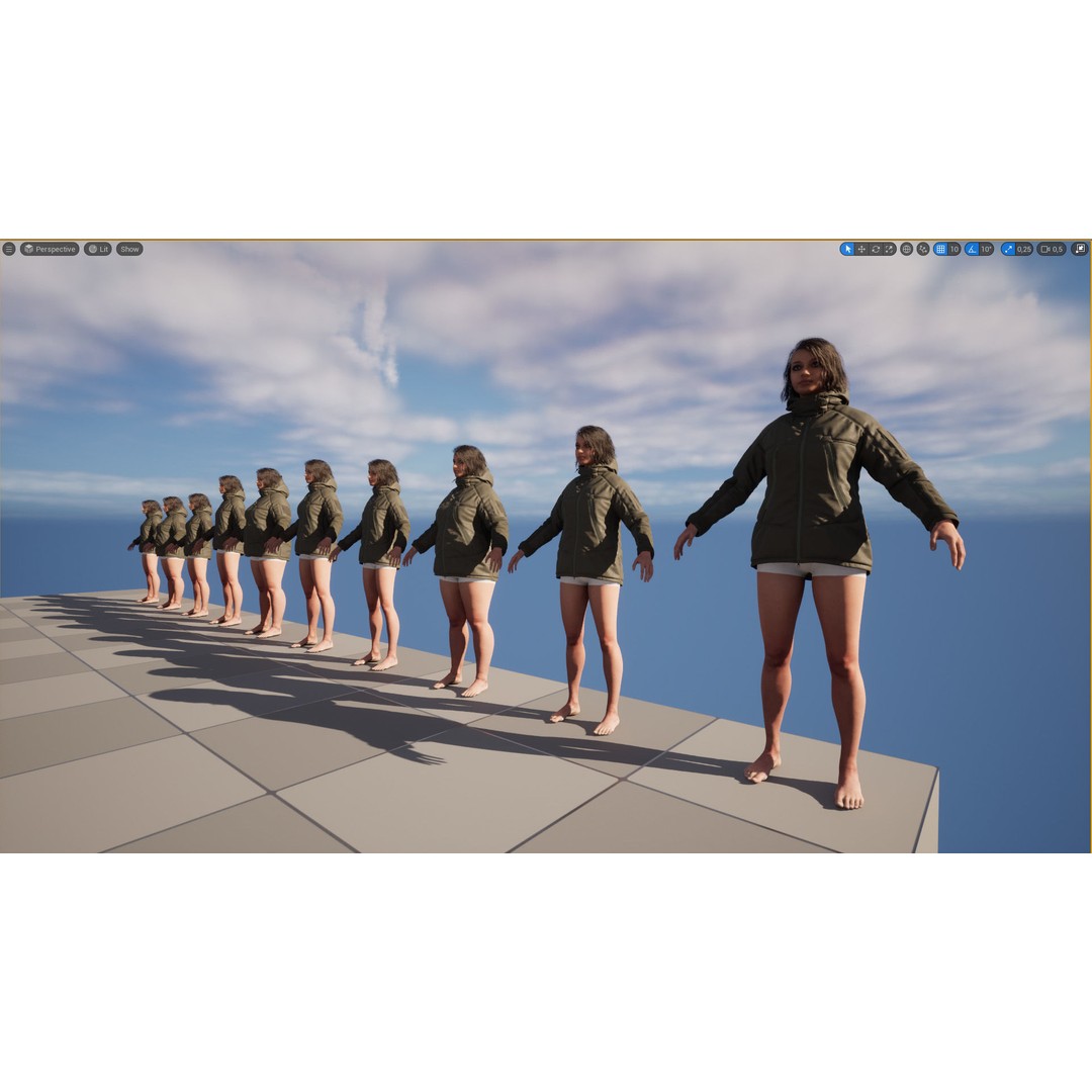 Military Winter Jacket 3D Model – Rigged Low-Poly Asset for UE5 - View 17
