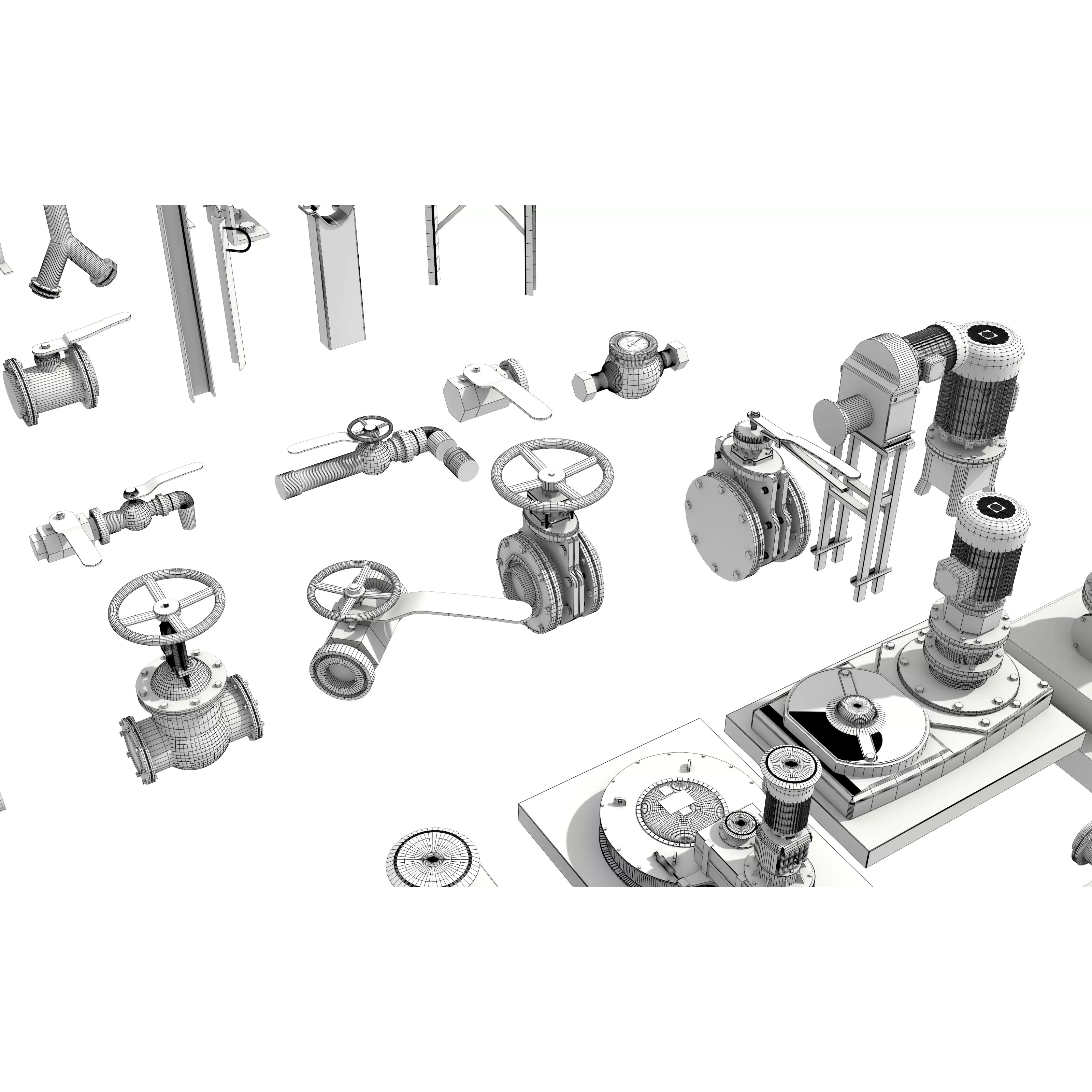 Industrial Valve Electric Motor - Low-Poly Game-Ready 3D Model - View 20