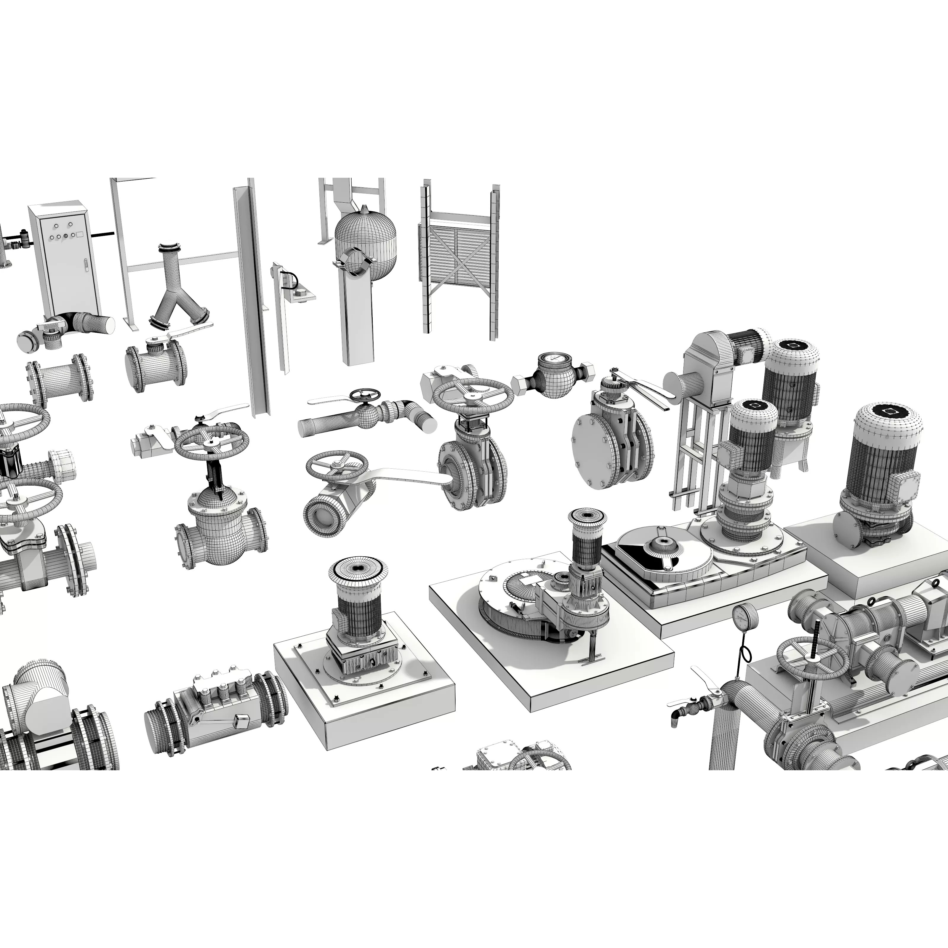 Industrial Valve Electric Motor - Low-Poly Game-Ready 3D Model - View 22